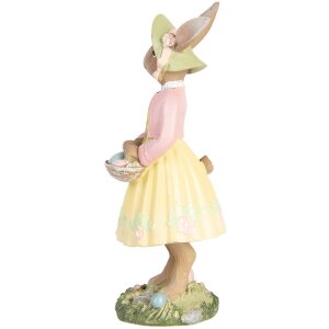 Clayre & Eef Dekoracyjny Królik Beżowy Żółty 5x6x12 cm Dekoracja Wielkanocna Polyresin