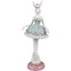 Clayre & Eef Figurka dekoracyjna Królik Ballerina Biały Zielony Różowy 9x8x23 cm