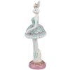 Clayre & Eef Figurka dekoracyjna Królik Ballerina Biały Zielony Różowy 9x8x23 cm