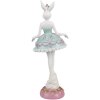 Clayre & Eef Figurka dekoracyjna Królik Ballerina Biały Zielony Różowy 9x8x23 cm