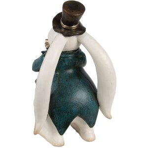 Clayre & Eef dekoracyjna figurka królika biało-niebieska 14x13x23 cm polyresin