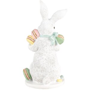 Clayre & Eef Dekoracja Królik Biały Różowy 13x15x25 cm Dekoracja Wielkanocna