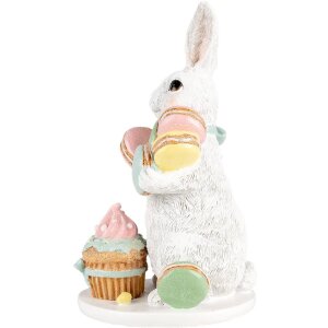 Clayre & Eef Dekoracja Królik Biały Różowy 13x15x25 cm Dekoracja Wielkanocna