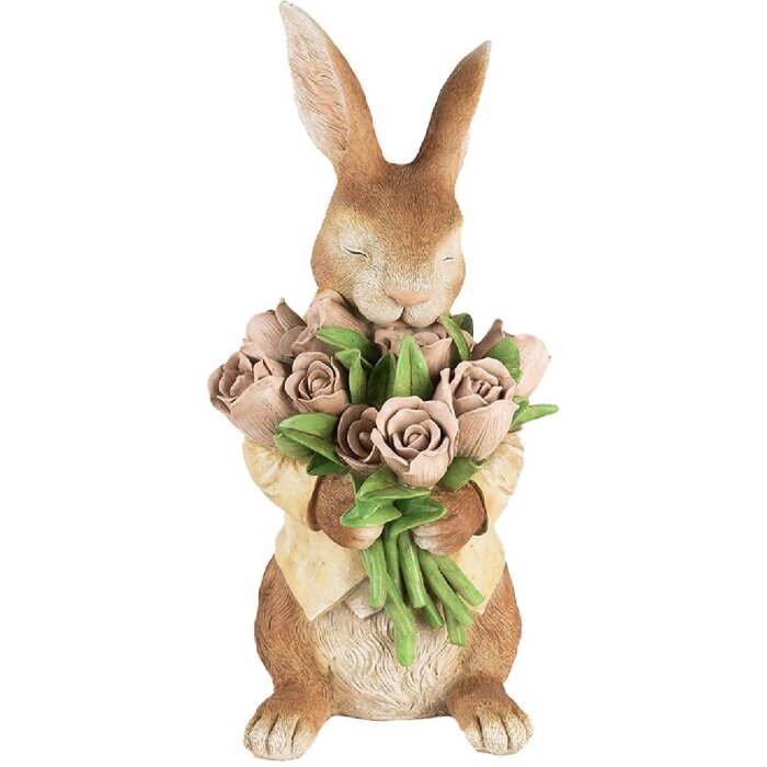 Clayre & Eef Dekoracja Królik polyresin brązowy beżowy 19x23x39 cm Country House
