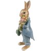 Clayre & Eef figurka dekoracyjna królik w stylu country brązowy niebieski 11x10x26 cm