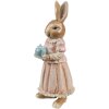 Clayre & Eef Dekoracja Królik Polyresin Brązowy Różowy 11x11x26 cm Styl wiejski
