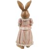 Clayre & Eef Dekoracja Królik Polyresin Brązowy Różowy 11x11x26 cm Styl wiejski