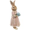 Clayre & Eef Dekoracja Królik Polyresin Brązowy Różowy 11x11x26 cm Styl wiejski