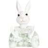 Clayre & Eef Królik dekoracyjny biało-zielony 11x10x16 cm polyresin styl wiejski