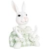 Clayre & Eef Królik dekoracyjny biało-zielony 11x10x16 cm polyresin styl wiejski