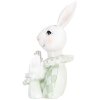 Clayre & Eef Królik dekoracyjny biało-zielony 11x10x16 cm polyresin styl wiejski
