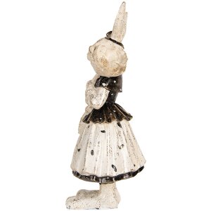 Clayre & Eef Królik dekoracyjny beżowo-czarny 13x11x30 cm Figurka wielkanocna z polyresinu