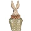 Clayre & Eef Dekoracyjne Popiersie Królik Beżowy Zielony Złoty 19x14x40 cm Polyresin