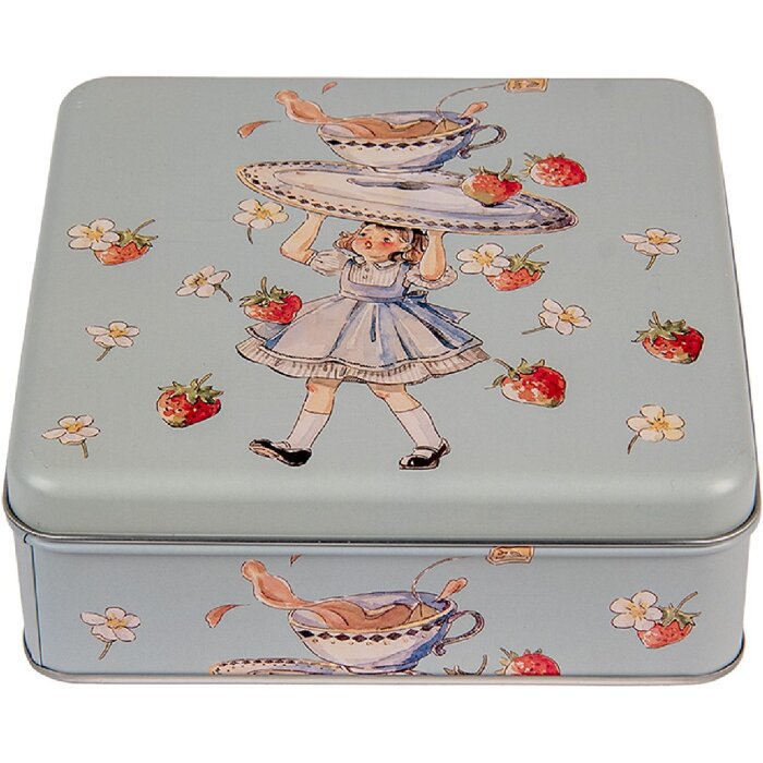 Clayre & Eef 6BL0139 Puszka Niebieska 17x17x6 cm Retro Vintage