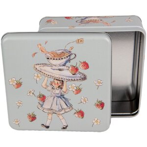 Clayre & Eef 6BL0139 Puszka Niebieska 17x17x6 cm Retro Vintage