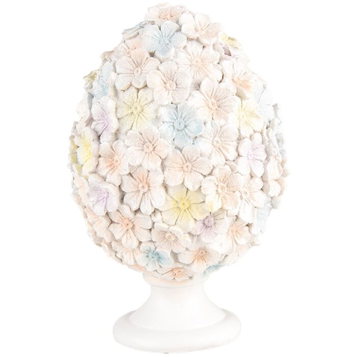 Clayre & Eef Jajko dekoracyjne kwiatowy wzór biały różowy Ø 12x19 cm