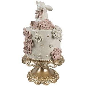 Clayre & Eef Dekoracja tortu Ø 18x32 cm Białe różowe złoto Dekoracja wielkanocna