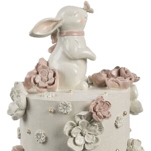 Clayre & Eef Dekoracja tortu Ø 18x32 cm Białe różowe złoto Dekoracja wielkanocna