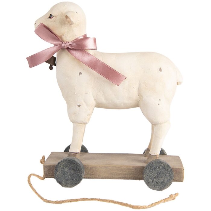 Clayre & Eef Figurka Dekoracyjna Owca Styl Wiejski Polyresin Beżowy Brąz 17x9x20 cm