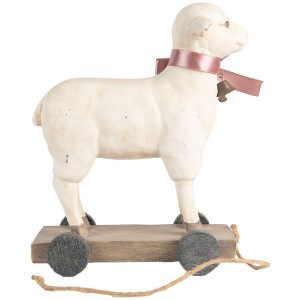 Clayre & Eef Figurka Dekoracyjna Owca Styl Wiejski Polyresin Beżowy Brąz 17x9x20 cm