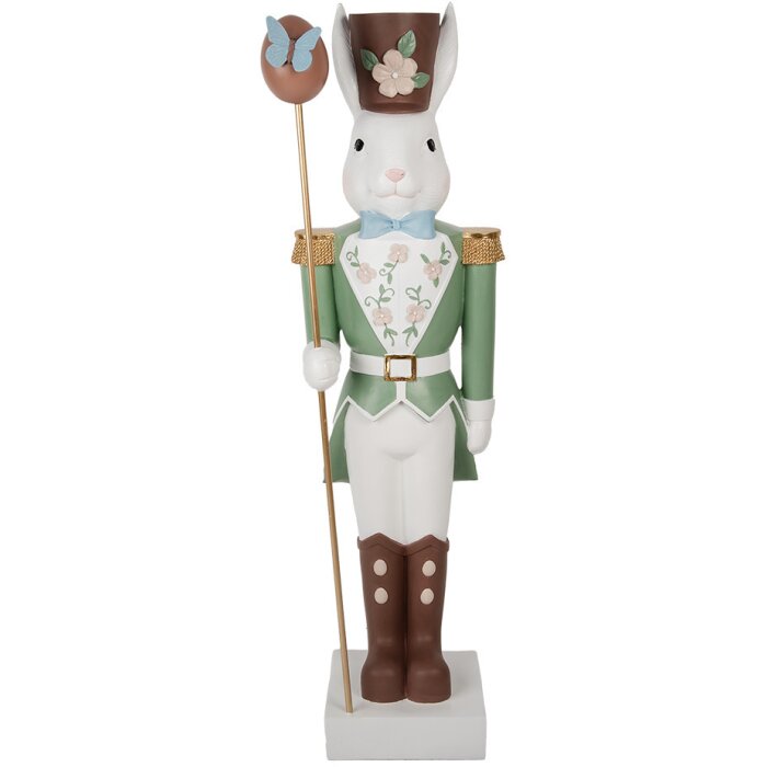 Clayre & Eef Królik dekoracyjny Country Style 96 cm Biały Zielony Tlenek Magnezu