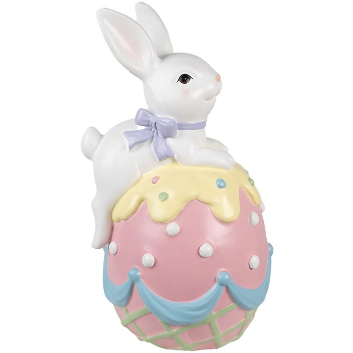 Clayre & Eef dekoracyjny królik na pisance pastelowej 32x28x55 cm styl country