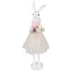 Clayre & Eef Dekoracja Królik Biały Różowy 20x17x76 cm Poliresinowa dekoracja wielkanocna