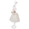 Clayre & Eef Dekoracja Królik Biały Różowy 20x17x76 cm Poliresinowa dekoracja wielkanocna