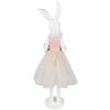 Clayre & Eef Dekoracja Królik Biały Różowy 20x17x76 cm Poliresinowa dekoracja wielkanocna