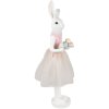 Clayre & Eef Dekoracja Królik Biały Różowy 20x17x76 cm Poliresinowa dekoracja wielkanocna