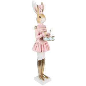 Clayre & Eef Królik dekoracyjny beżowy różowe złoto 79 cm polyresin