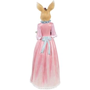 Clayre & Eef Królik dekoracyjny beżowo-różowy 22x20x58 cm Figurka wielkanocna z polyresinu