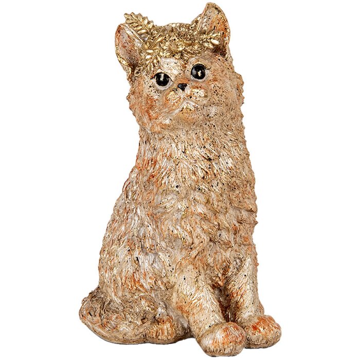 Clayre & Eef Kot dekoracyjny beżowy 16x14x25 cm polyresin styl wiejski