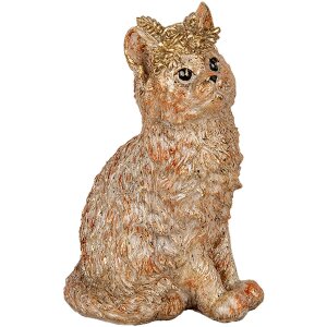 Clayre & Eef Kot dekoracyjny beżowy 16x14x25 cm polyresin styl wiejski
