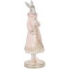 Clayre & Eef Królik dekoracyjny biało-różowy 31 cm Romantyczna figurka z polyresinu