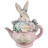 Clayre & Eef Dzbanek dekoracyjny z motywem królika beżowo-różowy 13x8x14 cm polyresin