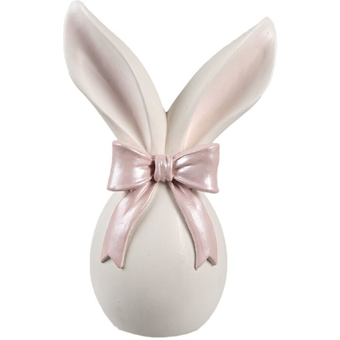 Clayre & Eef Królik dekoracyjny biało-różowy 12x8x18 cm polyresin Wielkanocna wiosna