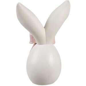 Clayre & Eef Królik dekoracyjny biało-różowy 12x8x18 cm polyresin Wielkanocna wiosna