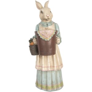 Clayre & Eef Królik dekoracyjny polyresin beżowo-niebieski 23x17x46 cm styl vintage