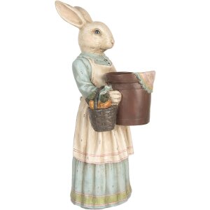 Clayre & Eef Królik dekoracyjny polyresin beżowo-niebieski 23x17x46 cm styl vintage
