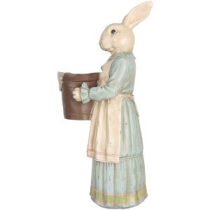 Clayre & Eef Królik dekoracyjny polyresin beżowo-niebieski 23x17x46 cm styl vintage