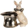 Clayre & Eef Królik dekoracyjny beżowo-czarny 20x13x19 cm Polyresin Vintage Look