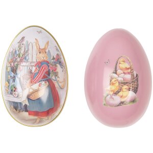 Clayre & Eef Jajko Dekoracyjne Żelazko Białe Różowe 8x13 cm Nostalgiczna Dekoracja Wielkanocna