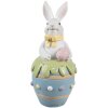 Clayre & Eef Dekoracyjny Królik Wielkanocny Figurka Biały Niebieski Ø 7x16 cm