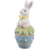 Clayre & Eef Dekoracyjny Królik Wielkanocny Figurka Biały Niebieski Ø 7x16 cm