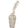 Clayre & Eef 6CE1934S Wazon ceramiczny beżowo-szary 17x30 cm Styl wiejski