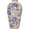 Clayre & Eef 6CE1935S Wazon w stylu wiejskim beżowo-niebieski Ø17x30 cm ceramiczny