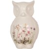 Clayre & Eef Sowa dekoracyjna w stylu wiejskim Ceramika beżowo-różowa 14x13x22 cm