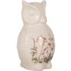 Clayre & Eef Sowa dekoracyjna w stylu wiejskim Ceramika beżowo-różowa 14x13x22 cm