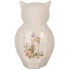 Clayre & Eef Sowa dekoracyjna w stylu wiejskim Ceramika beżowo-różowa 14x13x22 cm